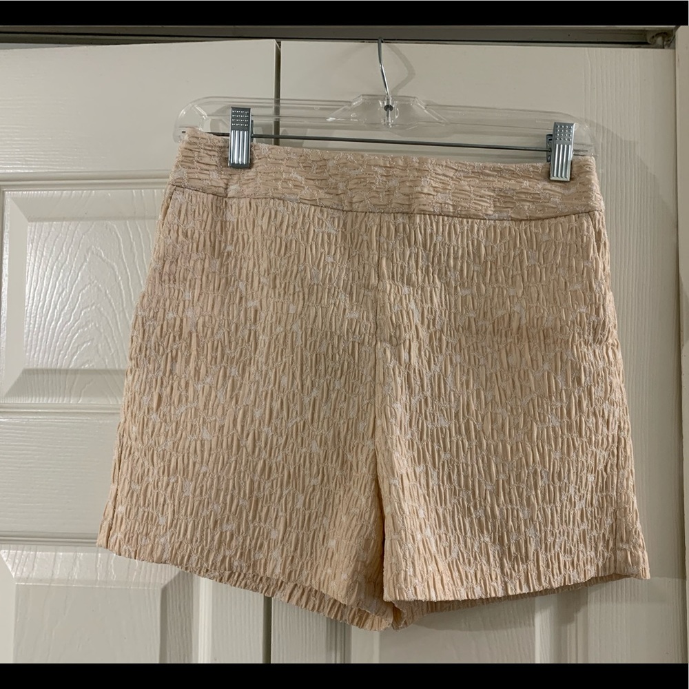 Pale pink/peach and ivory high waisted shorts